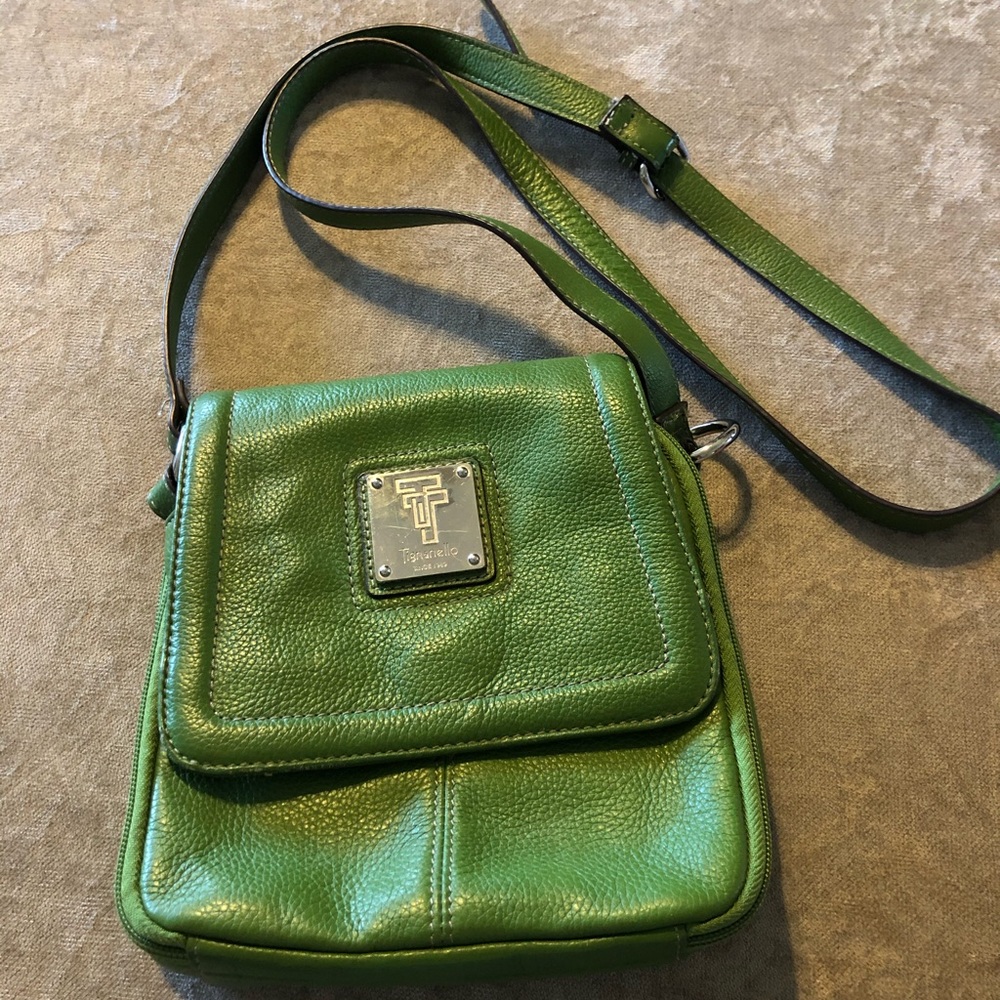 Tignanello Green Pebble Leather Organizer Crossbdy